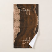 Chic Brown Blush Glitter Agate Custom Monogram Bad Handdoek (Handdoek)