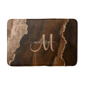 Chic Brown Blush Glitter Agate Custom Monogram Badmat (Voorkant)