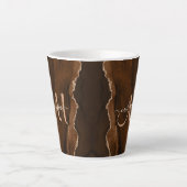 Chic Brown Blush Glitter Agate Custom Monogram Latte Mok (Voorkant)