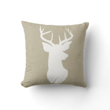 Chic Brown Burlap Rustic Antler Deer Land