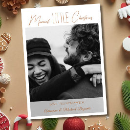 Chic Brown Calligraphy Married Little Christmas Feestdagenkaart