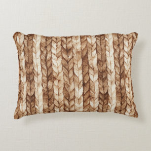 Chic Brown Cream Faux geweven strepen Accent Kussen