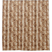 Chic Brown Cream Faux geweven strepen Douchegordijn (Voorkant)