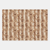 Chic Brown Cream Faux geweven strepen Inpakpapier Vel (Voorkant 3)