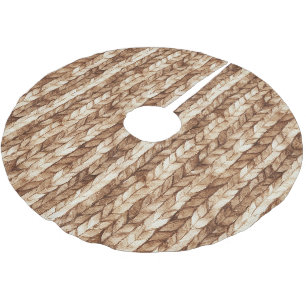 Chic Brown Cream Faux geweven strepen Kerstboom Rok