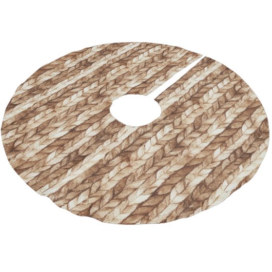 Chic Brown Cream Faux geweven strepen Kerstboom Rok (Gekanteld)