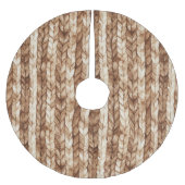 Chic Brown Cream Faux geweven strepen Kerstboom Rok (Voorkant)