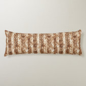 Chic Brown Cream Faux geweven strepen Lichaamskussen (Voorkant)