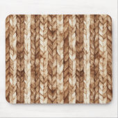 Chic Brown Cream Faux geweven strepen Muismat (Voorkant)