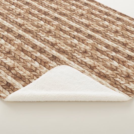 Chic Brown Cream Faux geweven strepen Sherpa Deken (3/4)