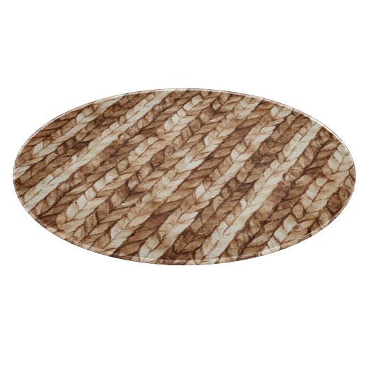 Chic Brown Cream Faux geweven strepen Snijplank (Hoek)