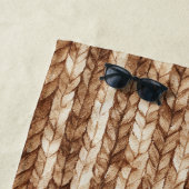 Chic Brown Cream Faux geweven strepen Strandlaken (In situ)