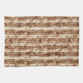 Chic Brown Cream Faux geweven strepen Theedoek (Horizontaal)