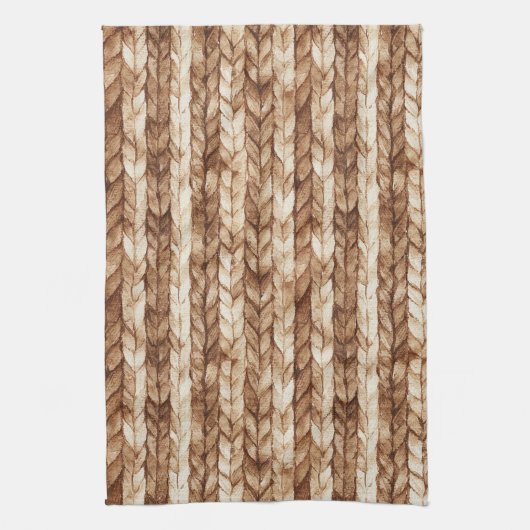 Chic Brown Cream Faux geweven strepen Theedoek (Verticaal)