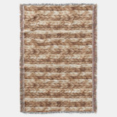 Chic Brown Cream Faux Woven Stripes Deken (Voorkant Verticaal)