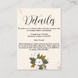 Chic Brown en Cream Bloemen Trouwdetails Informatiekaartje