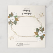 Chic Brown en Cream Floral Wedding Plaatskaartje (Buitenkant ongevouwen)