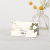 Chic Brown en Cream Floral Wedding Plaatskaartje (Achterkant)