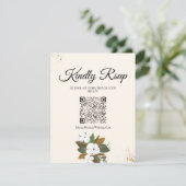 Chic Brown en Cream Floral Wedding RSVP Kaartje (Staand voorkant)