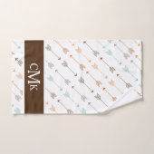 Chic Brown en Turquoise Tribal Arrow Monogrammed Bad Handdoek (Handdoek)