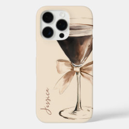 Chic Brown Girly Script Waterverf Espresso Koffie iPhone 16 Pro Hoesje