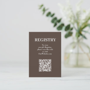 Chic Brown Huwelijksregistratie QR-code Informatiekaartje