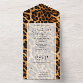 Chic Brown Leopard All In One Uitnodiging (Binnen)