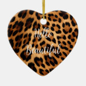 Chic Brown Leopard Print Kerstmis Keramisch Ornament (Voorkant)