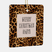 Chic Brown Leopard Print Kerstmis Keramisch Ornament (Rechts)