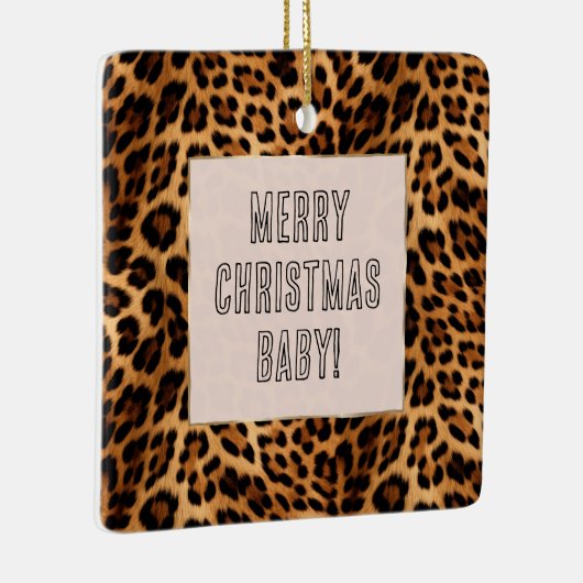 Chic Brown Leopard Print Kerstmis Keramisch Ornament (Rechts)