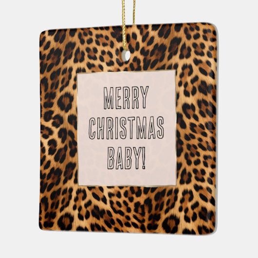 Chic Brown Leopard Print Kerstmis Keramisch Ornament (Links)