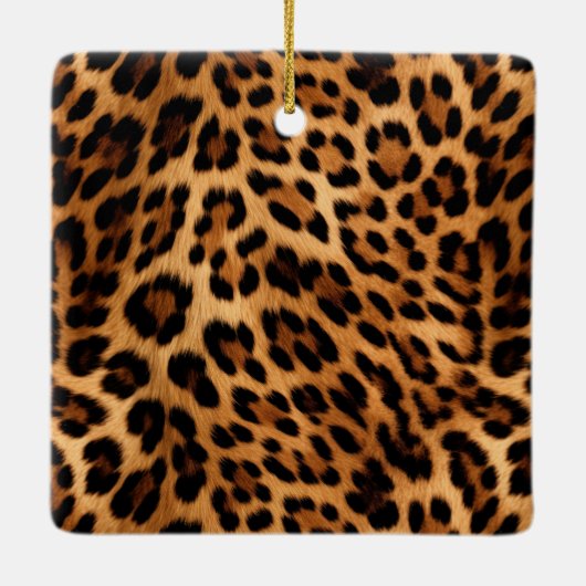 Chic Brown Leopard Print Kerstmis Keramisch Ornament (Achterkant)