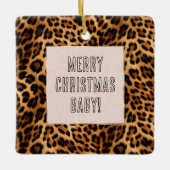 Chic Brown Leopard Print Kerstmis Keramisch Ornament (Voorkant)