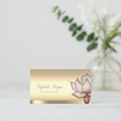 Chic Brown Lotus Bloem Yoga Instructeur Visitekaartje (Staand voorkant)