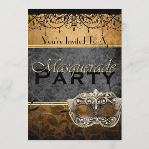 Chic  Brown Masquerade-uitnodigingen Kaart