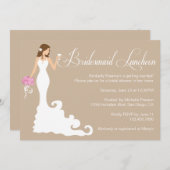 Chic Brown Modern Bride Posh Bridesmaid Luncheon Kaart (Voorkant / Achterkant)
