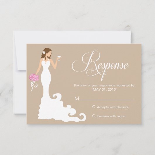 Chic Brown Modern Bride RSVP Kaartje (Voorkant)