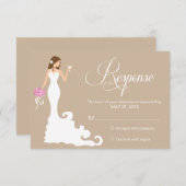 Chic Brown Modern Bruid RSVP (Voorkant / Achterkant)