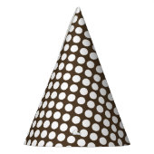 Chic Brown Party Pet met glanzende massief witte S Feesthoedjes (Links)