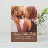 Chic Brown Photo Wedding Save the Date (Staand voorkant)