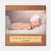 Chic Brown Roos Gold Baby Photo Magnet (Voorkant)