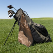 Chic Brown Roos Gold Glitter Agate Custom Monogram Golfhanddoek (Groen)