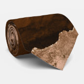 Chic Brown Roos Gold Glitter Agate Marble Wedding Stropdas (Opgerold)