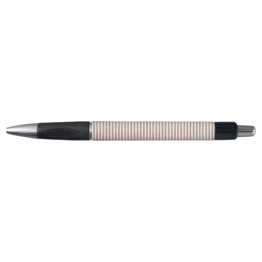 Chic Brown White Stripes Pen (Voorkant)
