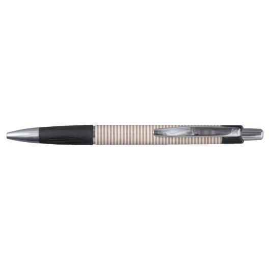Chic Brown White Stripes Pen (Achterkant)