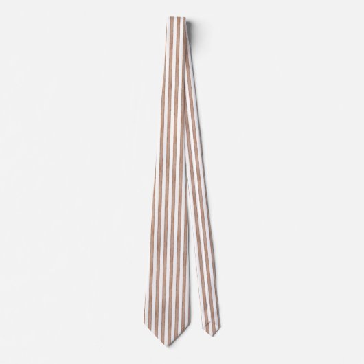 Chic Brown White Stripes Stropdas (Voorkant)