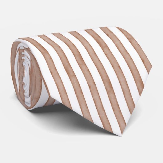 Chic Brown White Stripes Stropdas (Opgerold)