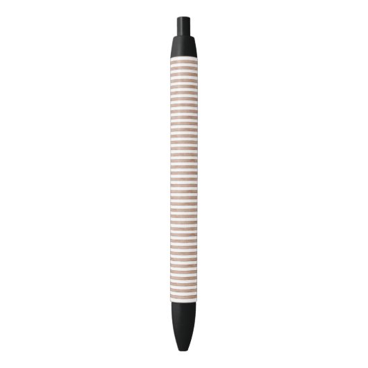 Chic Brown White Stripes Zwarte Inkt Pen (Voorkant Verticaal)