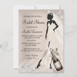 Chic Bruid beige Glitter Diamanten Bruiloft Kaart