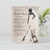 Chic Bruid beige Glitter Diamanten Bruiloft Kaart (Staand voorkant)